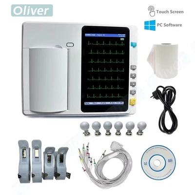 CONTEC 7inch touch screen display hospital Digital 3/6 Channel 12 Leads ECG/EKG Machine