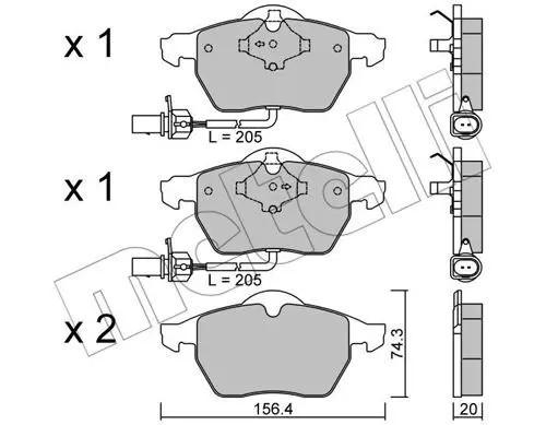 METELLI 22-0314-0 Kit pastiglie freno Con contatto segnalazione usura - Immagine 2
