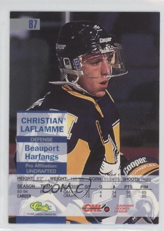 1995 Classic Images Christian Laflamme #87 - Image 2 of 2