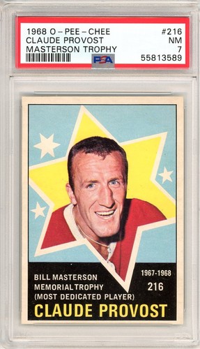 Claude Provost [Masterson Trophy] #216 1968 O-Pee-Chee card