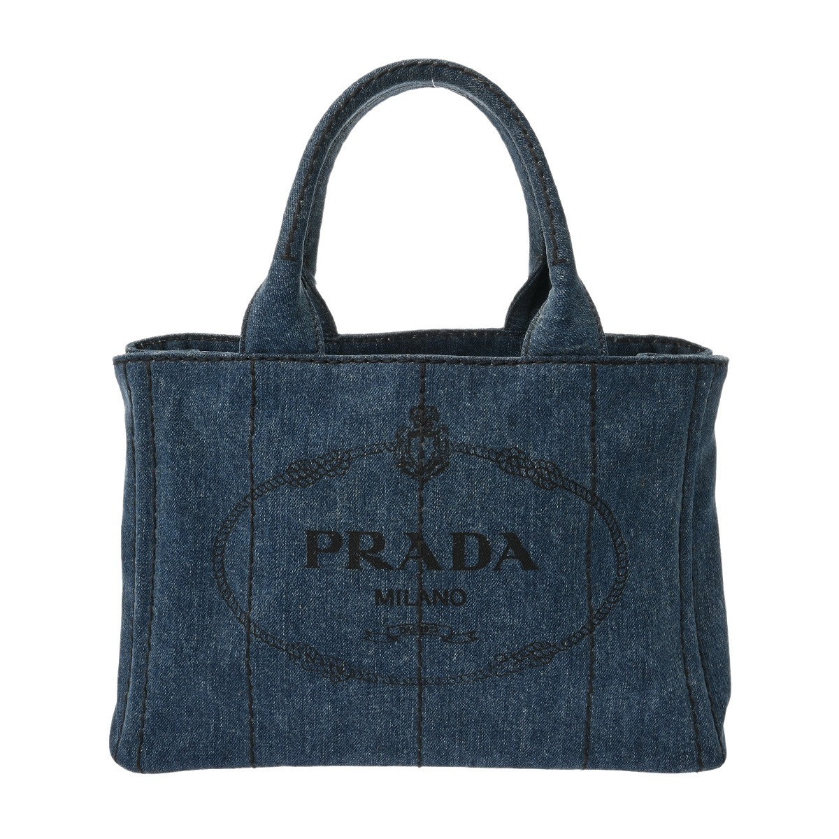 PRADA Canapa Mini Blue 1BG439 Ladies Denim Handbag AB Rank Used  from japan