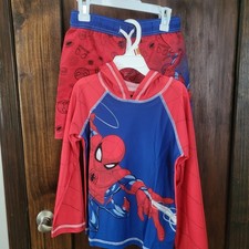 New Boys 2pc Spiderman Swimsuit Set Sz 6/7 By Marvel Swim Trunks UPF 50 