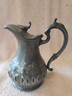 Vintage Ornate Pewter 5" Pitcher/Creamer