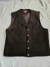WYOMING TRADERS BANKER VIRGIN 100% WOOL MENS VEST GRAY W/PINSTRIPE  SIZE LARGE