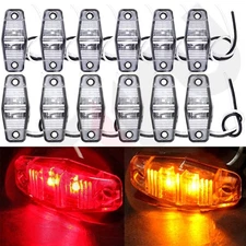 12pcs LED Lights RED/AMBER Universal Surface Mount Clearance Side Marker Trailer