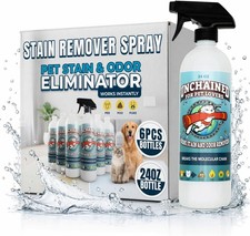 Unchained Pet Stain And Odor Remover Spray 6 Pack Oxygen-Based Pee Cleaner Pet
