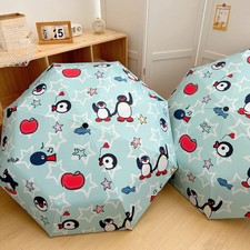 Auto Open Close Sun Umbrella with Black Lining - Cute Green Penguin Chick Digita