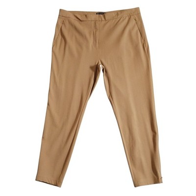Marks Spencer Trousers Womens 20 Camel Brown Regular Stretch Ankle Zip Tapered