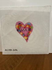 Handpainted Needlepoint Canvas By A Collection Of Designs - Heart With S.W.A.K