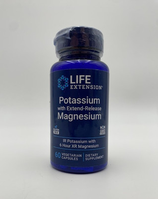 Life Extension Potassium Extend-Release Magnesium XR 60 Veg Capsules Exp 05/27