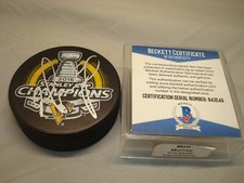 Matt Murray Signed Penguins 2016 Stanley Cup Champs Puck Beckett BAS COA 1B