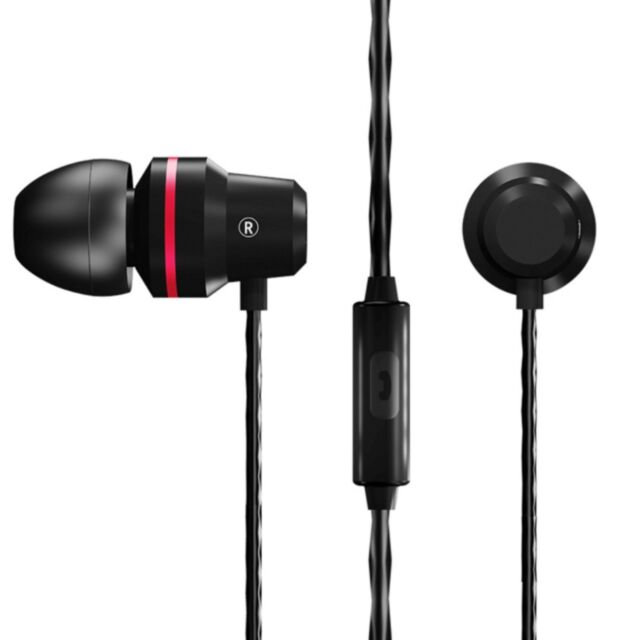 C-QOR TM1 Bass In-Ear Headphones Earphones Stereo Sound with Microphone Black-