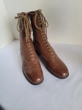 NOS Victorian Edwardian Hood Arrow High Top Brown Leather Shoes