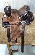 Western Youth Kids Child Adult Barrel Horse Roughout Leather Saddle Suede Seat