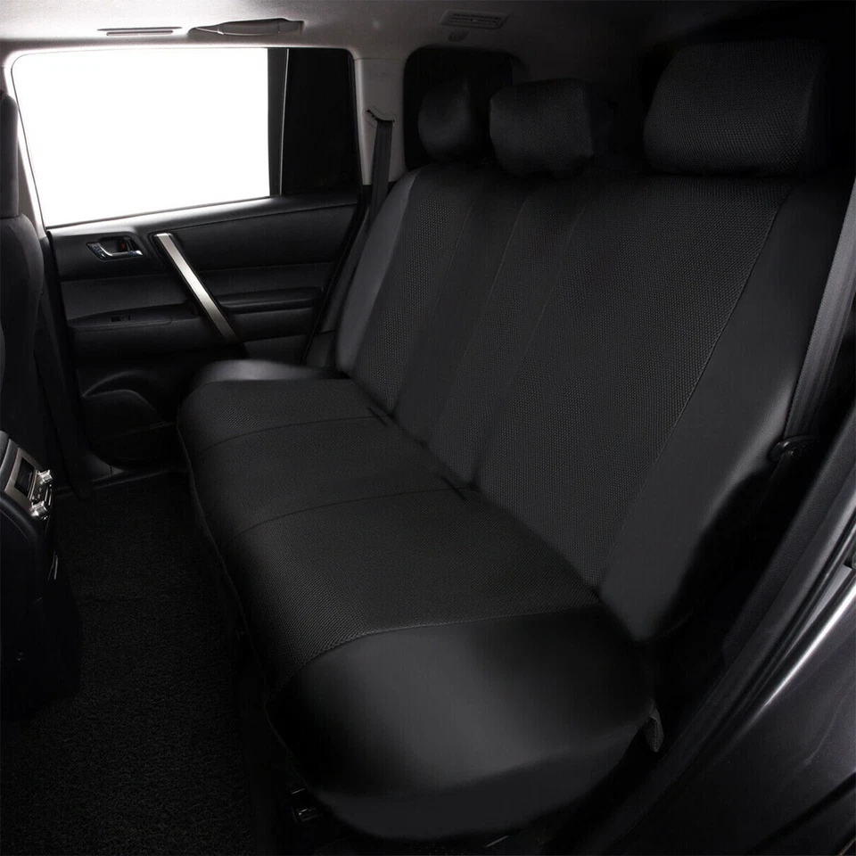 Flying Banner Universal Car Seat Covers Set PU Leather Mesh Rear Split Black Men - image 4 of 4