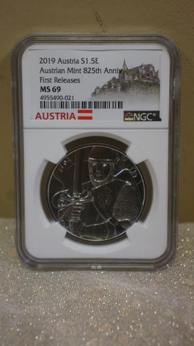 2019 AUSTRIA $1.5E EURO AUSTRIAN MINT 825TH ANNIV FIRST RELEASE MS 69 NGC