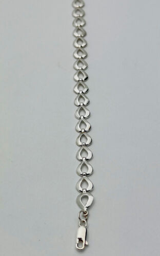 Danecraft Tarnish Free 925 Sterling Silver Heart Link Bracelet 8” - Picture 2 of 5