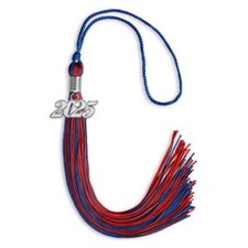 Endea Graduation Royal Blue/Red Mixed Color Tassel With Silver Date Drop