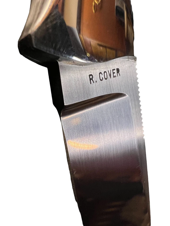 Cubierta de rayos de hoja fija personalizada ATS-34 *Rosa* con funda de cuero KP-1390 Foto 3 de 4