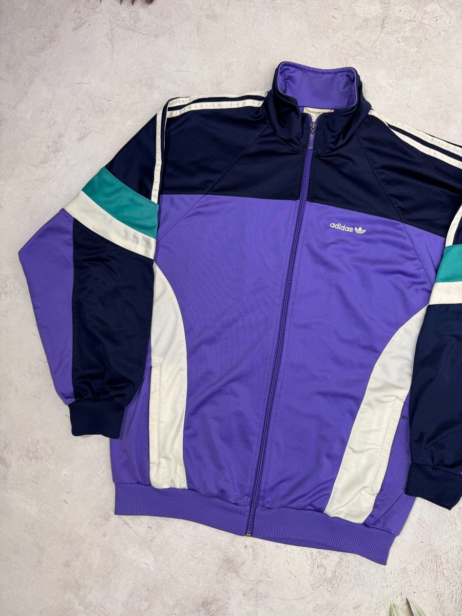 Vintage 90s Adidas Track Jacket Purple & Dark Blue D7 - 186