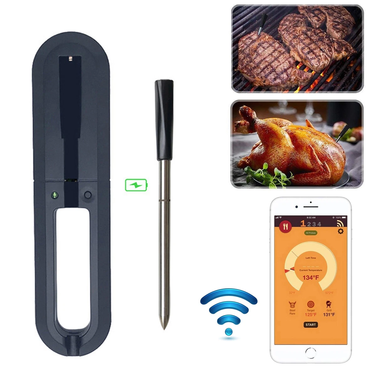 Multi Probe Digital Meat Thermometer Wireless For Oven Grill