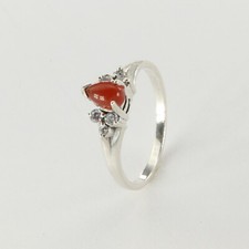 Size 4, 5, 6, 7, 8, 9 Orange CARNELIAN Ring with 6 CZs - 925 STERLING SILVER 1e