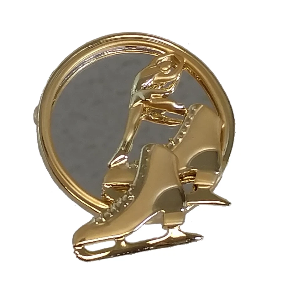 Danecraft Ice Skating Figure Mirror Gold Tone Brooch - Image 2 of 3