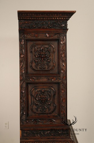 Antique French Renaissance Revival Finely Carved Walnut Cabinet - Picture 10 of 12