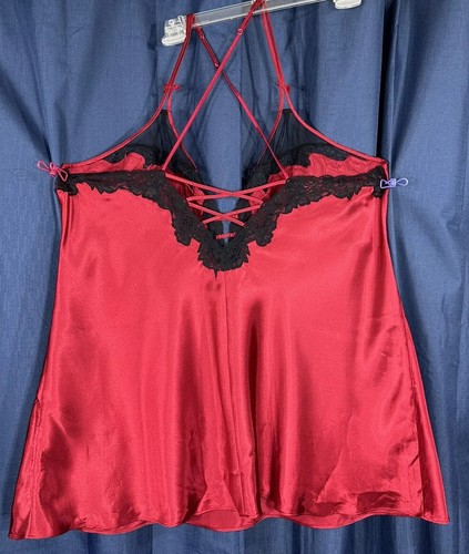 3X Camicia da notte rossa abito slip Fredericks of Hollywood buco della serratura con spalline busto 48" - Foto 15 di 15