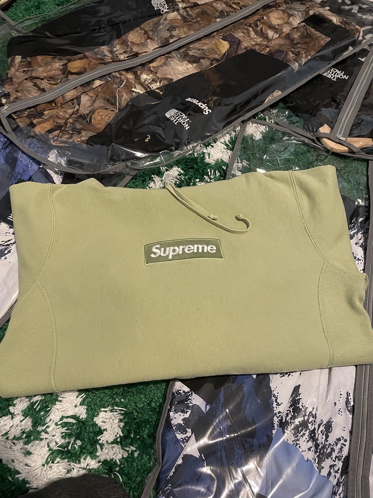 SUPREME FELPA CON CAPPUCCIO PULLOVER 100% AUTENTICA SCATOLA SUPREMA LOGO SAGE FW16 TAGLIA GRANDE
