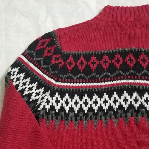 Boys XG 1/4 Zip Pullover Sweater Size 5/6 Red White Black Holiday Argyle L/S - Picture 6 of 10