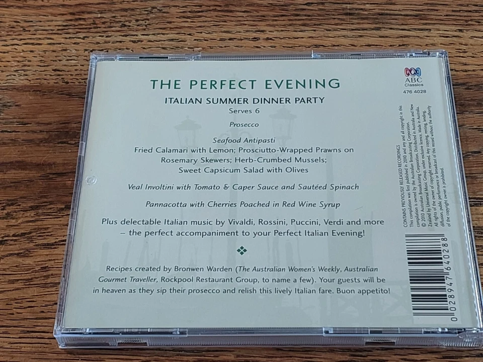 Italy The Perfect Evening Recipes And Music ABC Food Dining Soundtrack CD VGC - Изображение 3 из 4