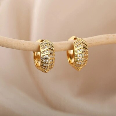 2Ct Round Cut Simulated Diamond Women's Hoop Earring In 14K Yellow Gold Plated