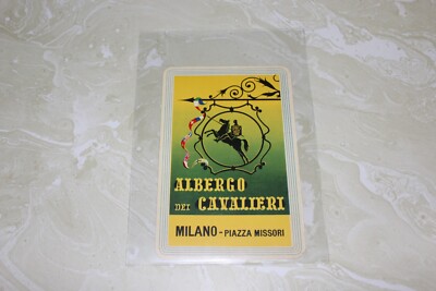 VINTAGE UNUSED LUGGAGE LABEL FROM ALBERGO DEI CAVALIERI MILANO-PIAZZA MISSORI