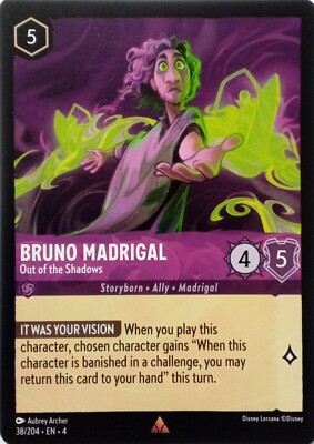 38/2004 BRUNO MADRIGAL OUT OF THE SHADOWS URSULAS RETURN RARE DISNEY LORCANA KARTE