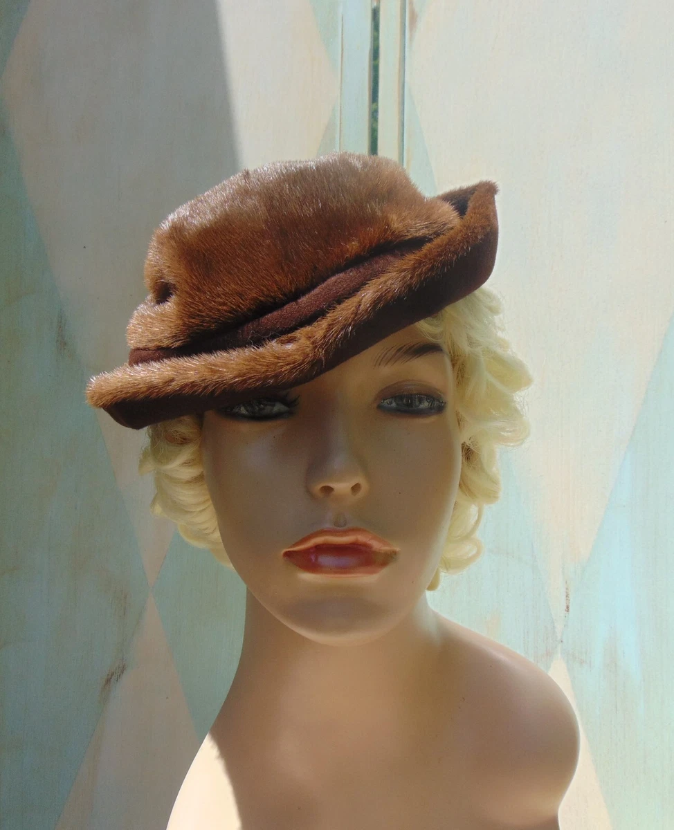 30s COPPER VELVETY SKULL CAP W BOW BACK ANTIQUE RETRO VIBE BY KATZ 6\