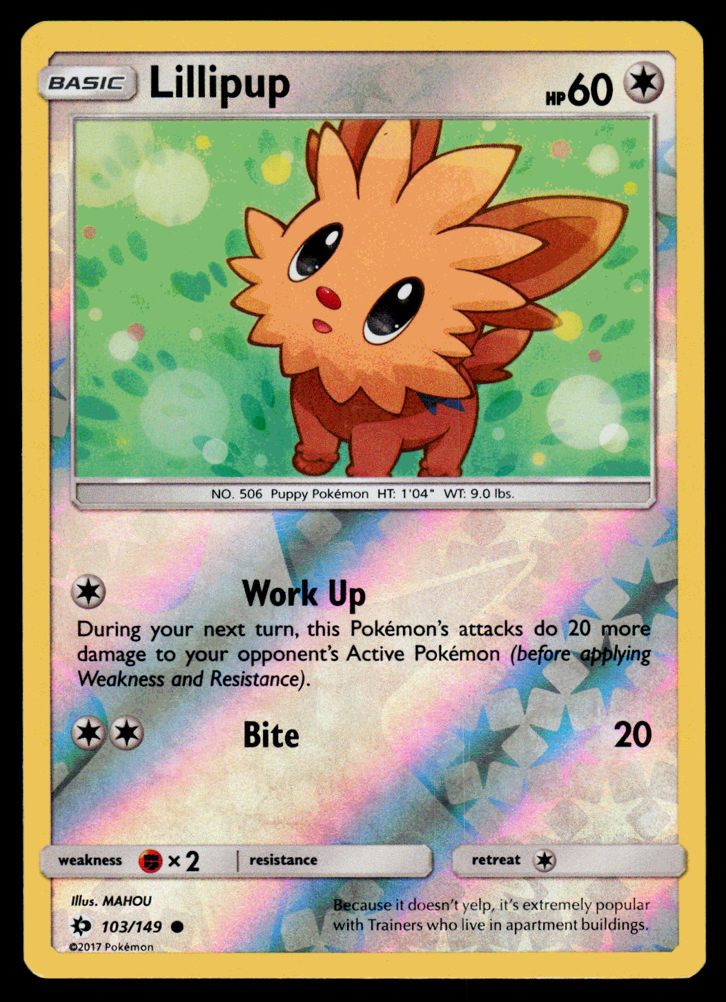 Pokemon Card - SM - Sun & Moon Lillipup 103/149 Reverse Holo - NM