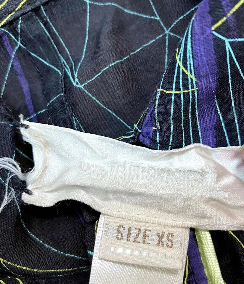 Mini Camisa Vestido Diesel Negro Transparente con Patrón Geométrico Talla XS Foto 4 de 4