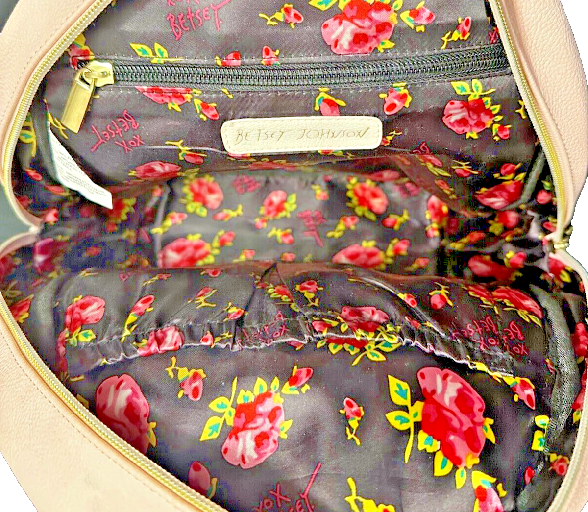 Betsey Johnson Backpack Butterfly &Flowers Pastel Pink Great  display picture 2