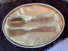 Mudpie baby girl princess child's beaded spoon fork new set present