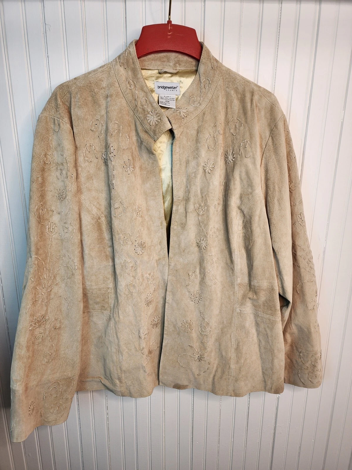 VETEMENTS Bridgewater Studio Giacca Pelle Scamosciata Marrone Donna 26W Foderata Taglie Forti