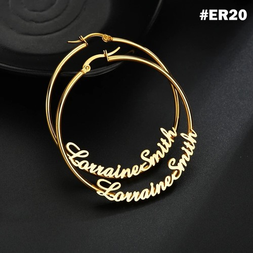 Orecchini in acciaio inox con nome personalizzato per donna cerchio orecchini personalizzati gioielli regali - Foto 21 di 24