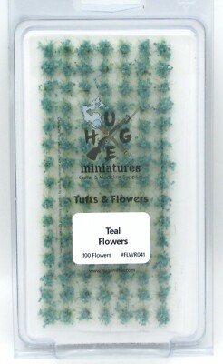 Huge Miniatures FLWR041 Teal Flowers (100) Grass Tufts Blue-Green Blooms Plants