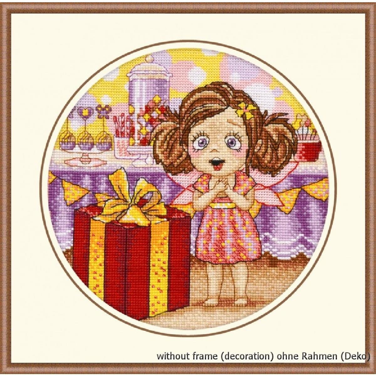 Oven counted cross stitch kit ""Alice's Birthday"", 20x20cm, DIY
