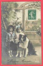 CHILDREN AND DOG COLLIE VINTAGE PHOTO PC. USED 2626