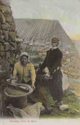 Schottland, Skye, Sozialgeschichte, Schleifmais, farbige Postkarte, gebraucht 24.5.1908