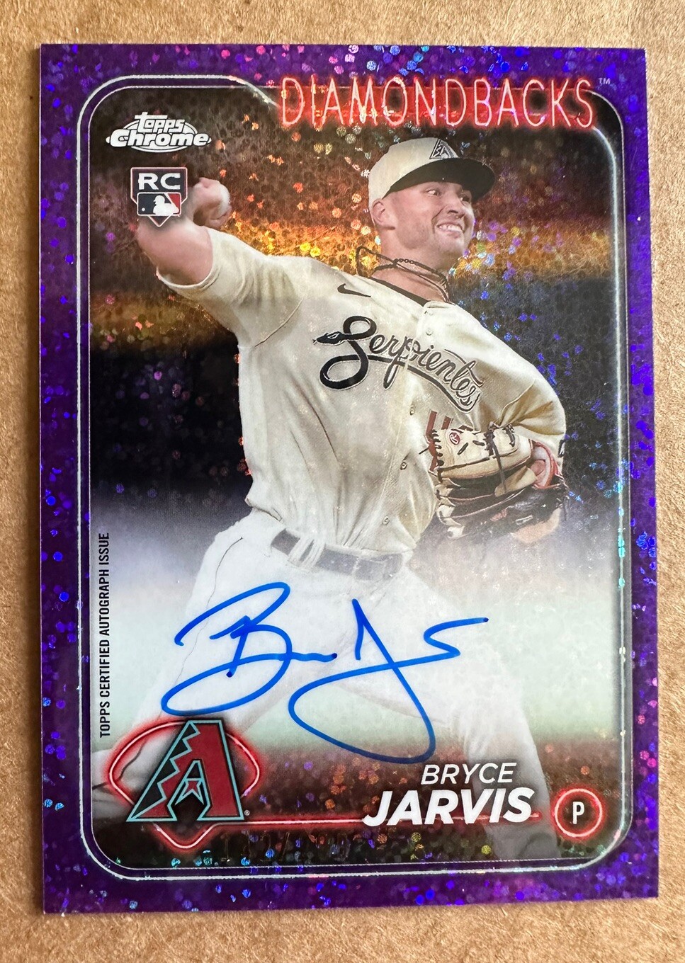 2024 Topps Chrome Bryce Jarvis #RA-BJ On-Card Auto RC Purple Speckle 142/299