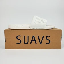 SUAVS UNISEX THE EDDY SLIDE JET "SAND" WHITE FLIP FLOPS SANDALS