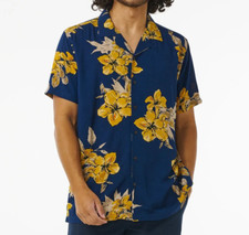 RIP CURL ALOHA HOTEL S/S Men's Woven Shirt - Washed Navy - Large - NWT