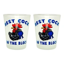 Best Cock On The block - Funny Shot Glasses (Set of 2)